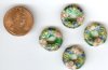 4 16x5mm Green Cloisonné Donuts